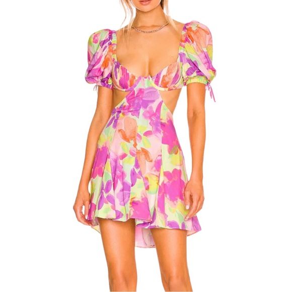 For Love And Lemons Dresses & Skirts - For Love & Lemons Mya Tropical Print Cutout Mini Dress
